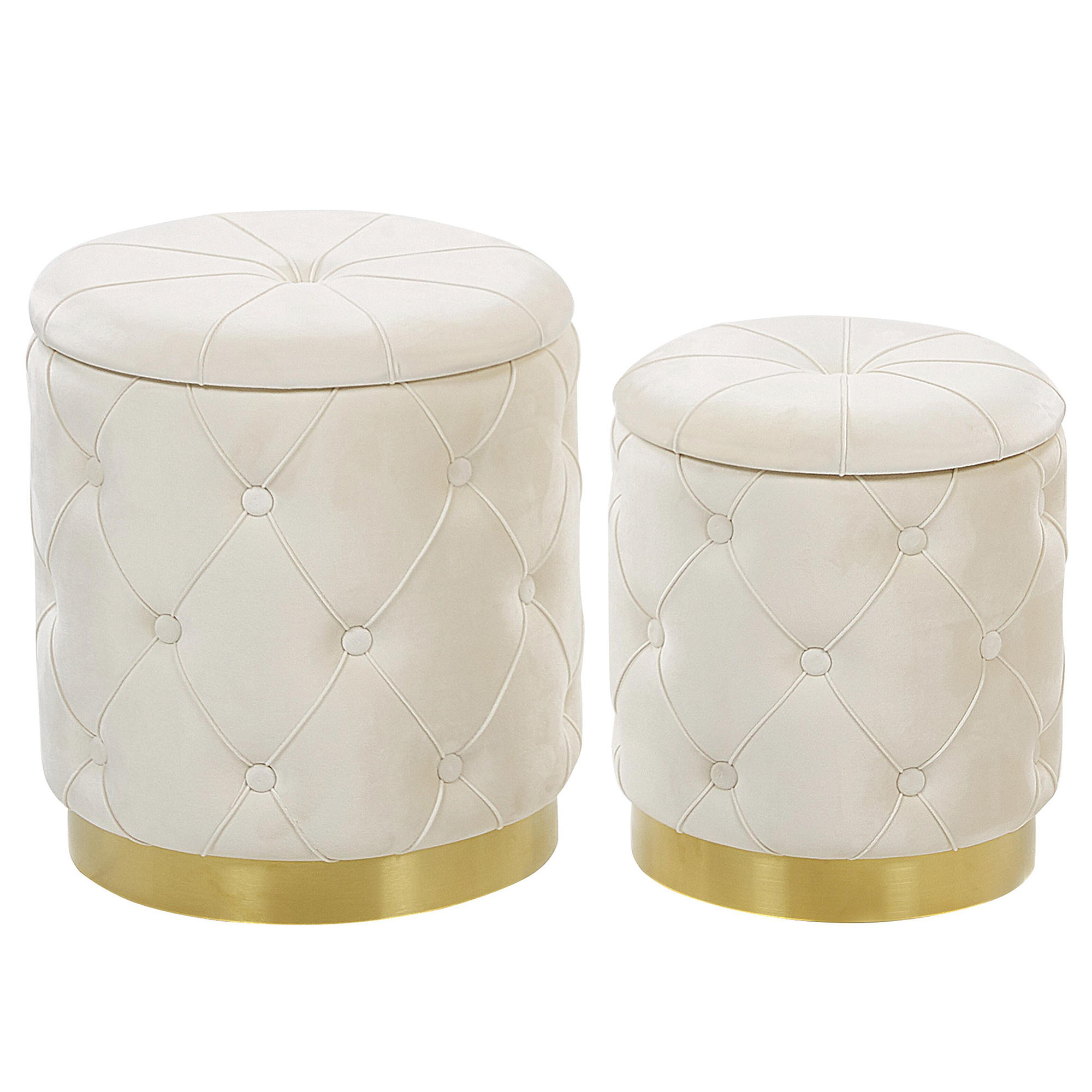 POUF Pueblo 40-33/40-33/44-36 cm - Weiß, Textil (33/36/33cm) - Beliani