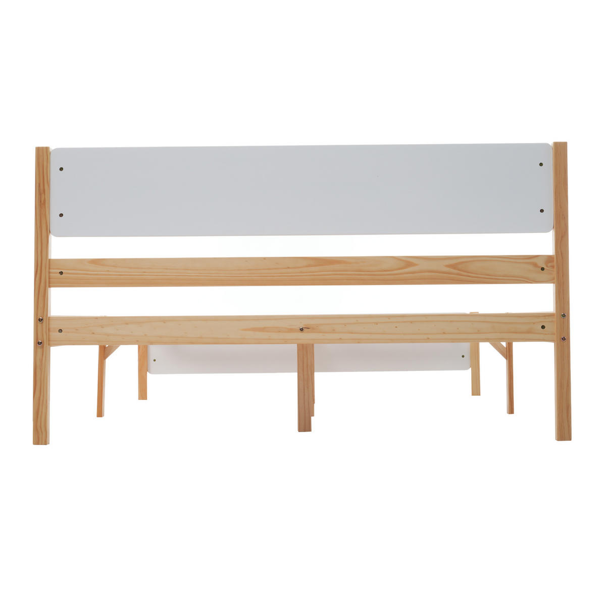 DOPPELBETT aus Kiefernholz und MDF 140x200 cm Weiß/Natur mit Lattenrost und Mittelfüßen - Naturfarben, Holz (140/200cm) - IVMEU