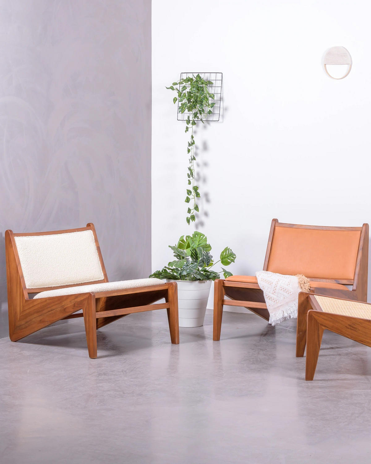 SESSEL Boucle Weiß - Weiß, Holz (60/57/71cm) - Nest Dream