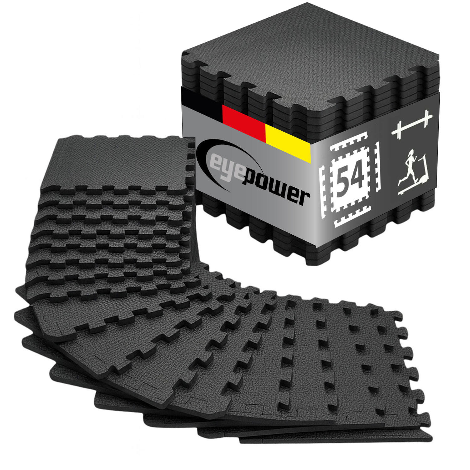 BODENSCHUTZMATTE 30x30x1 cm, Schwarz, 54er Set - Schwarz, Kunststoff (30/30/1cm) - eyepower