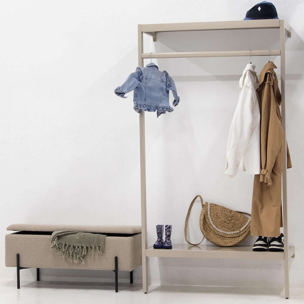 WANDGARDEROBE aus Metall 100x40x185cm, beige - Beige, Metall (100/185/40cm) - Giga Meubel