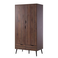 DREHTÜRENSCHRANK mit 2 Türen - Walnuss Dekor - Walnussfarben/Schwarz, Holz/Holzwerkstoff (99/200/58cm) - home24
