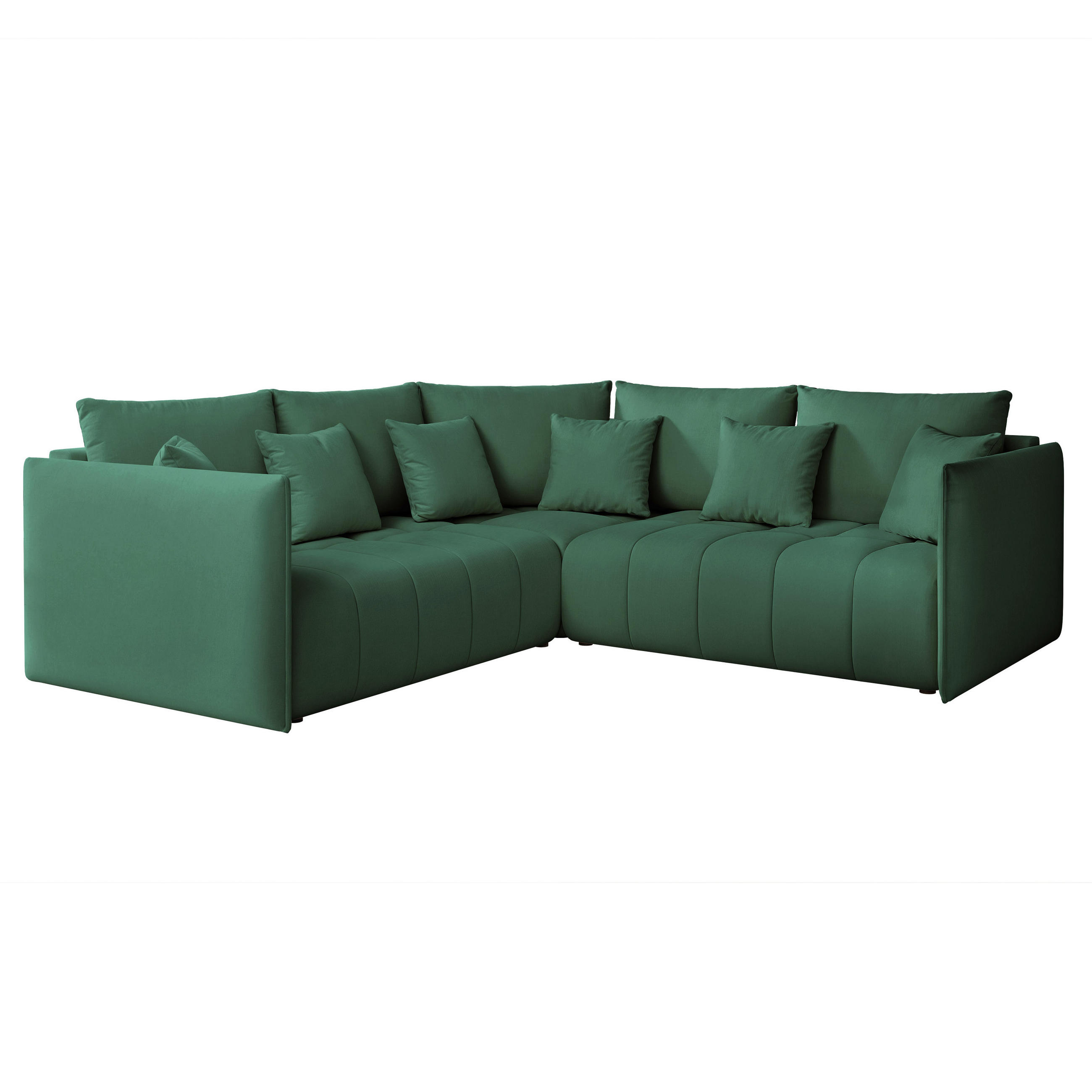 ECKSOFA OLIMPIA mit Schlaffunktion und Bettkasten Grün - Grün, Holzwerkstoff/Kunststoff (235/230cm) - Idohome