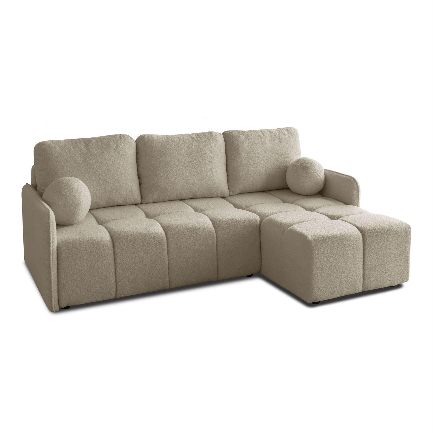 AUSZIEHBARES Ecksofa GAMMA mit Schlaffunktion Quelle 16 - Beige, Textil (217/145cm) - Lookway