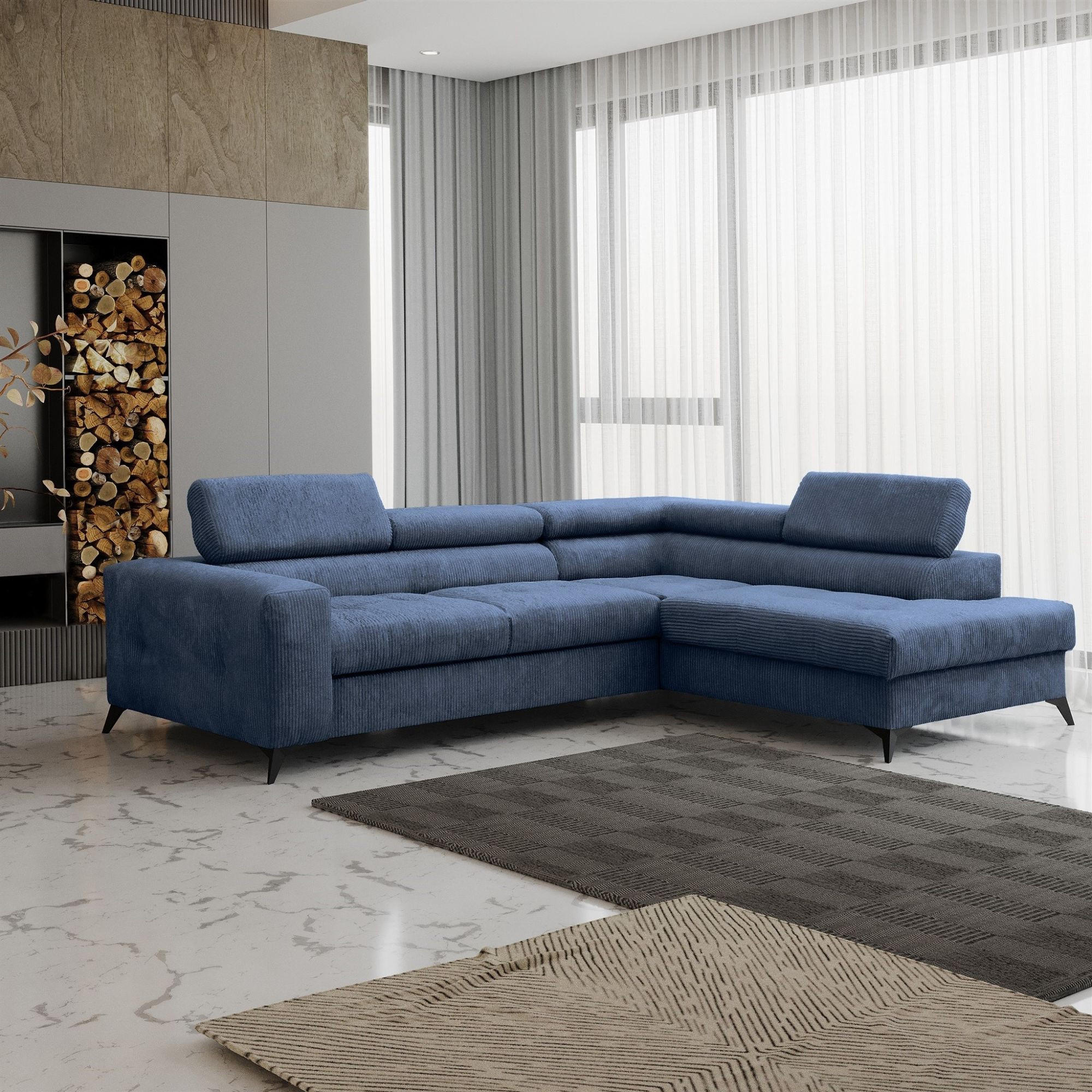 ECKSOFA Schlafsofa Amadeo In Anafi - Blau, Holzwerkstoff/Textil (271/202cm) - Fun Möbel