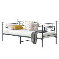 TAGESBETT Kerava - Dunkelgrau, Metall (90/200cm) - [en.casa]
