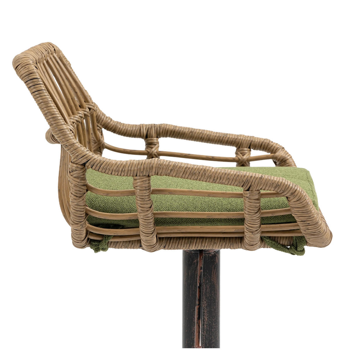 BARHOCKER,DREHSTUHL,RATTAN 360° drehbar, 2er-Set,Grün - Grün, Metall (38/109/39cm) - LVHOM