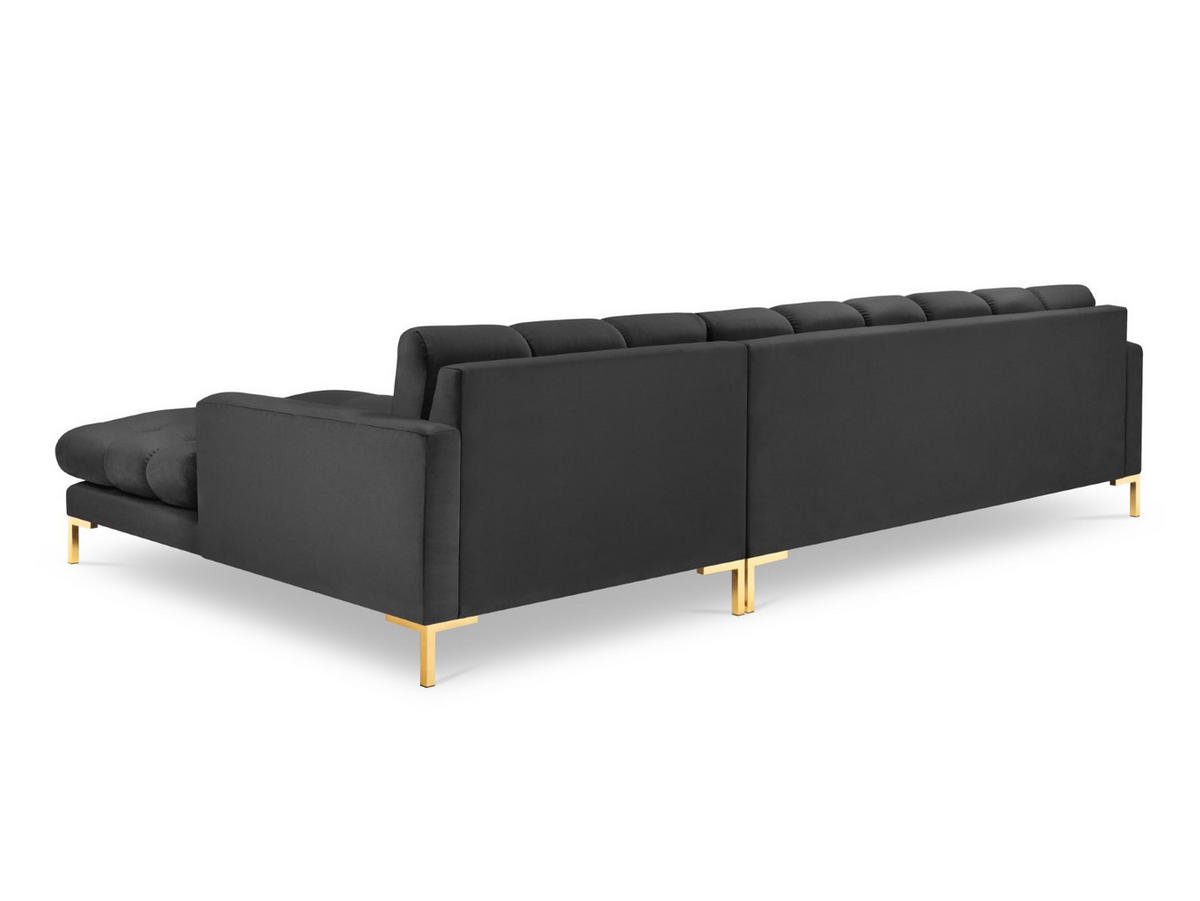 ECKSOFA rechts Mamaia aus Samt dunkelgrau 5 Sitzplätze - Dunkelgrau, Textil (185/293cm) - Micadoni