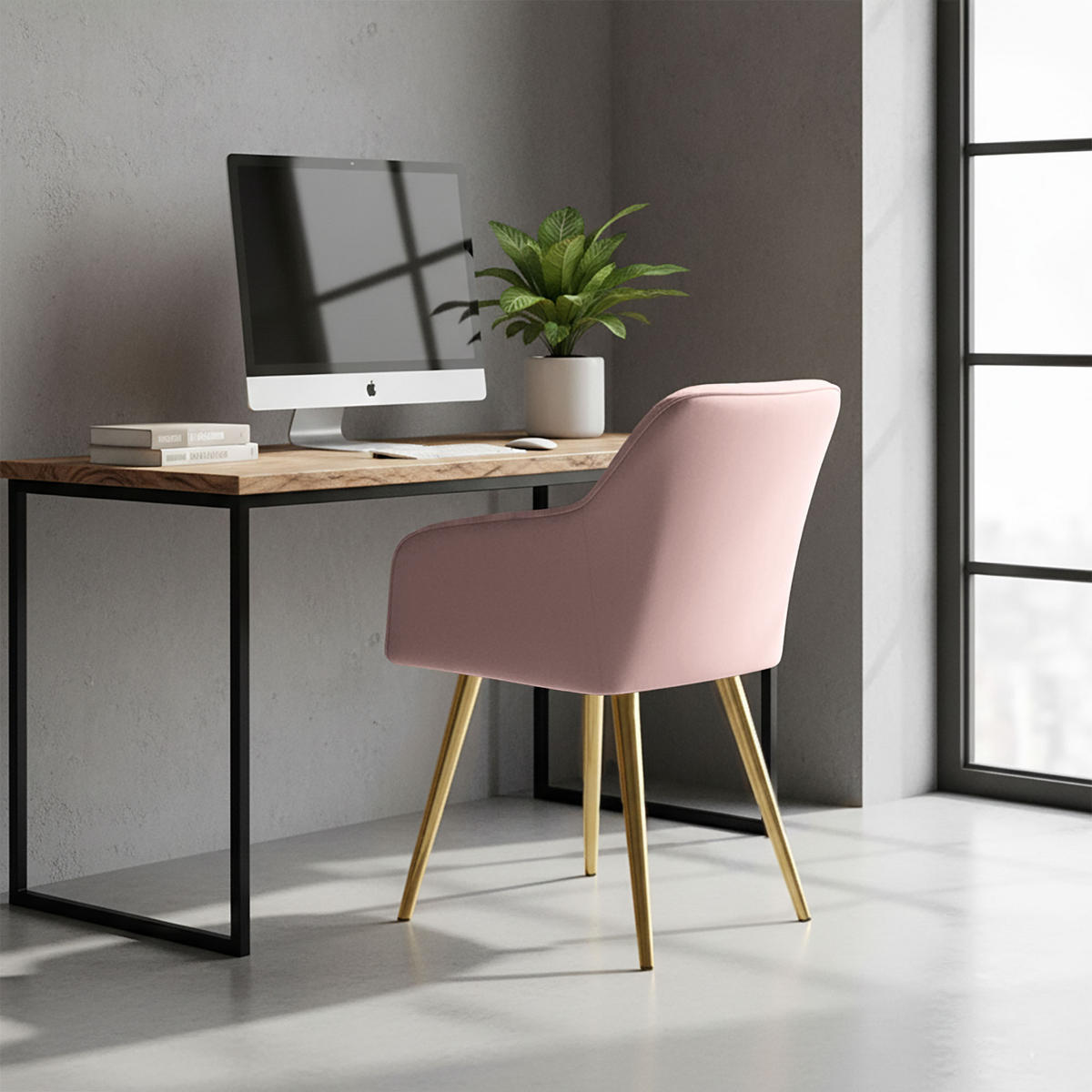 POLSTERSTUHL 2er Set, Metallbeine Rosa, Gold 54/82/58 - Rosa, Textil (54/82/58cm) - RAUMHIRSCH FURNITURE