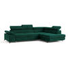 ECKSOFA FAVIEN R-S Grün Velours-Stoff mit Schlaffunktion - Grün, Holz (257/190cm) - MASSENO