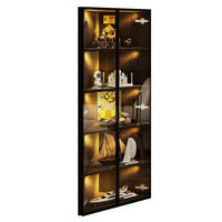 HIGHBOARD 62/35/160 cm in Schwarz mit LED-Beleuchtung und Sicherheitsglas - Schwarz, Holzwerkstoff (62/160/35cm) - Flora Grace