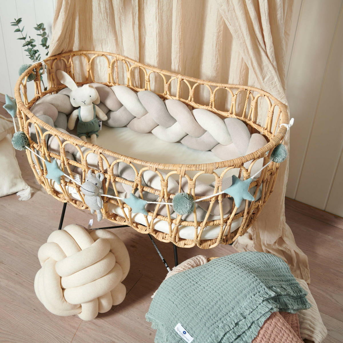 BETTSCHLANGE geflochten Trio Beige Sand Natur - Sandfarben/Beige, Textil (17/200cm) - nordic coast company