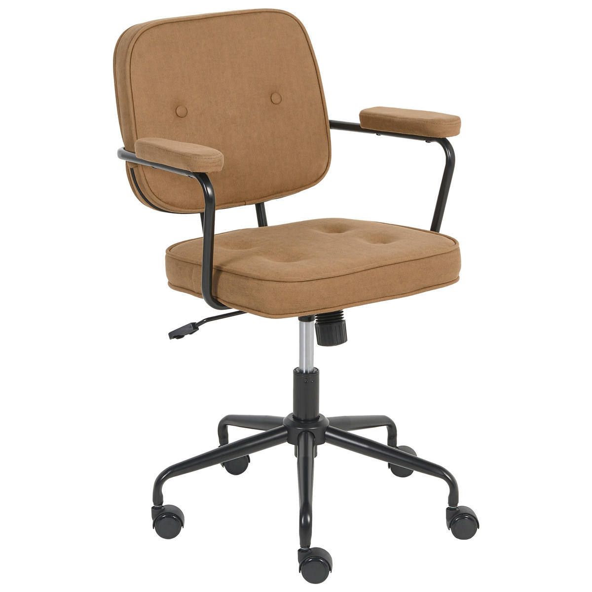 SCHREIBTISCHSTUHL drehbar Stoff Hellbraun Pawnee - Hellbraun, Textil (60/90/60cm) - Beliani