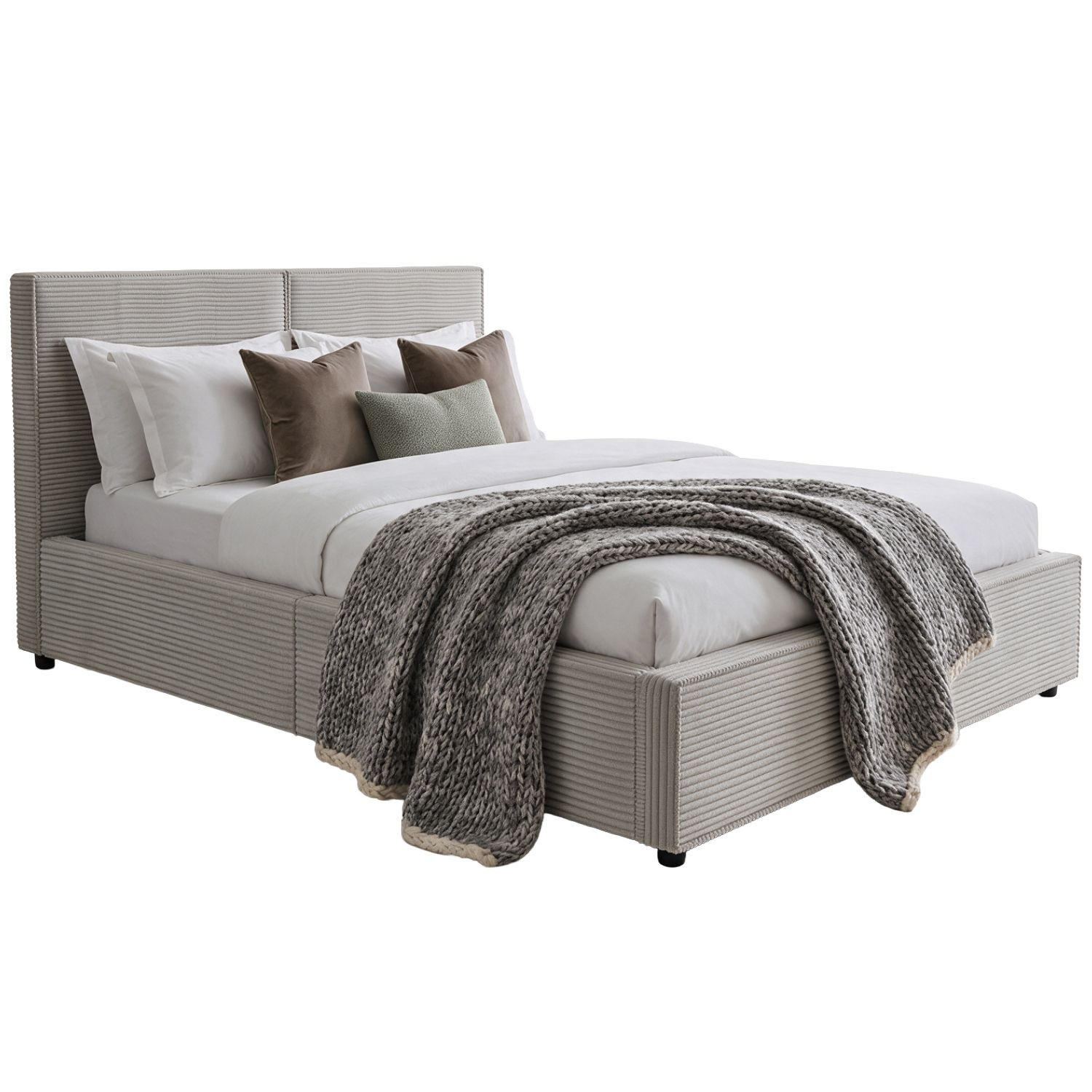 POLSTERBETT Salerno Cord taupe 140x200 cm - Taupe, Textil (140/200cm) - Juskys