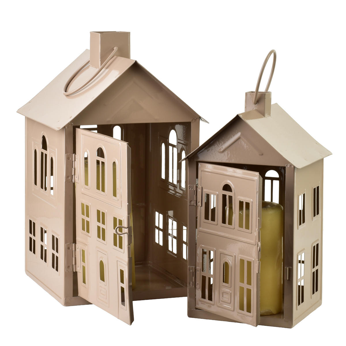 LATERNENHAUS Roger Beige 20,3x20x33,8 cm Metall - Beige, Metall (20/33.8/20.3cm) - Mondex