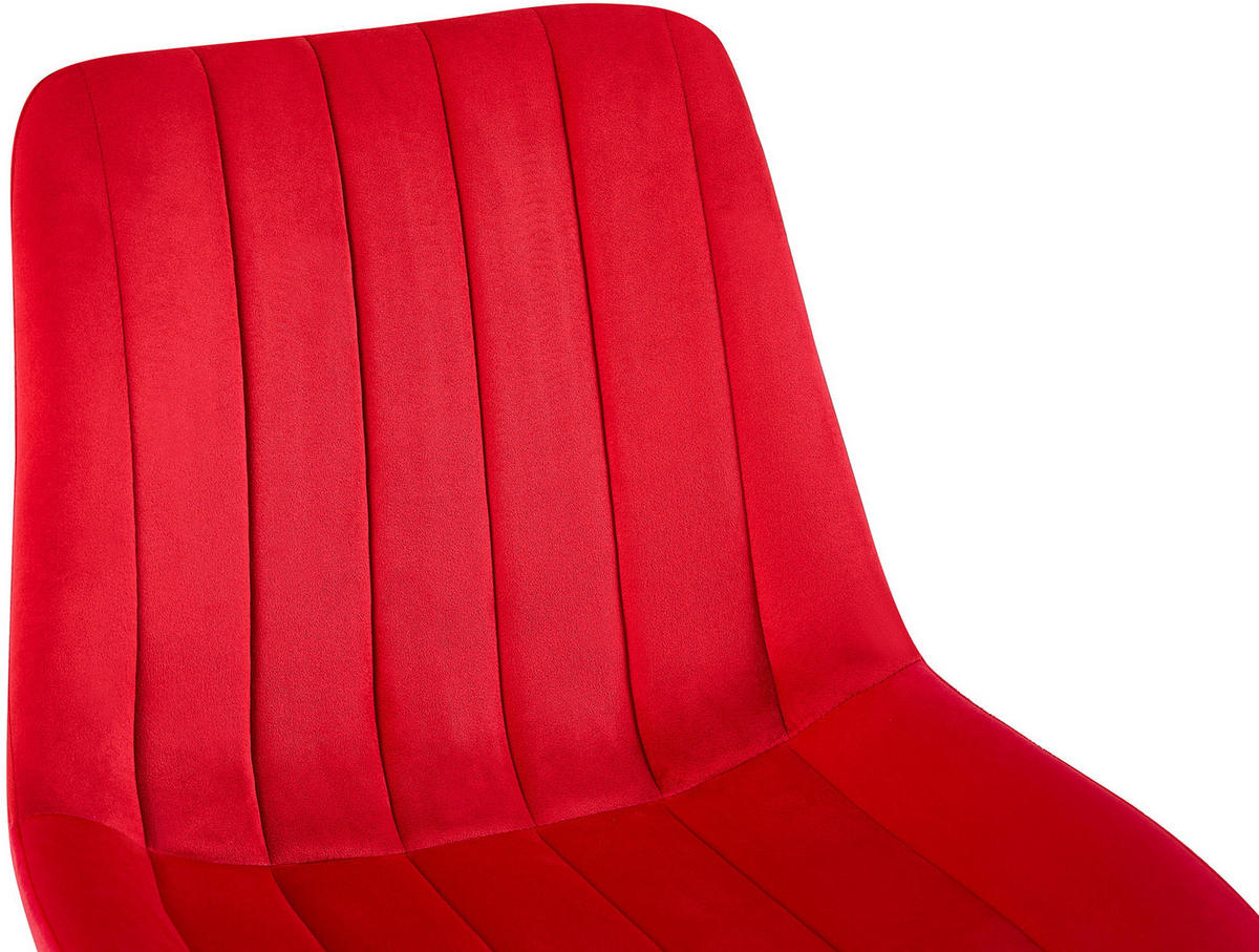 STUHL Samt rot - Rot/Schwarz, Textil/Metall (46/82/61cm) - CLP