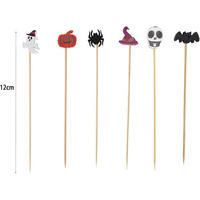 COCKTAILSPIESSE Halloween 100er Set mit Deko - Multicolor, Holz (1/1/12cm)