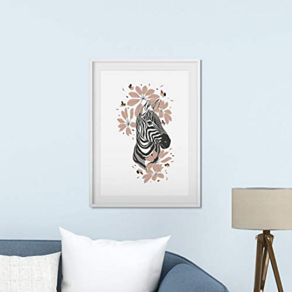 POSTER Set mit 4 GiraffenzebraKlinge, Blumen und Pflanzen aus dem Dschungel A4 Rahmenlos - Klar, Papier (29.7/3cm) - Nacnic