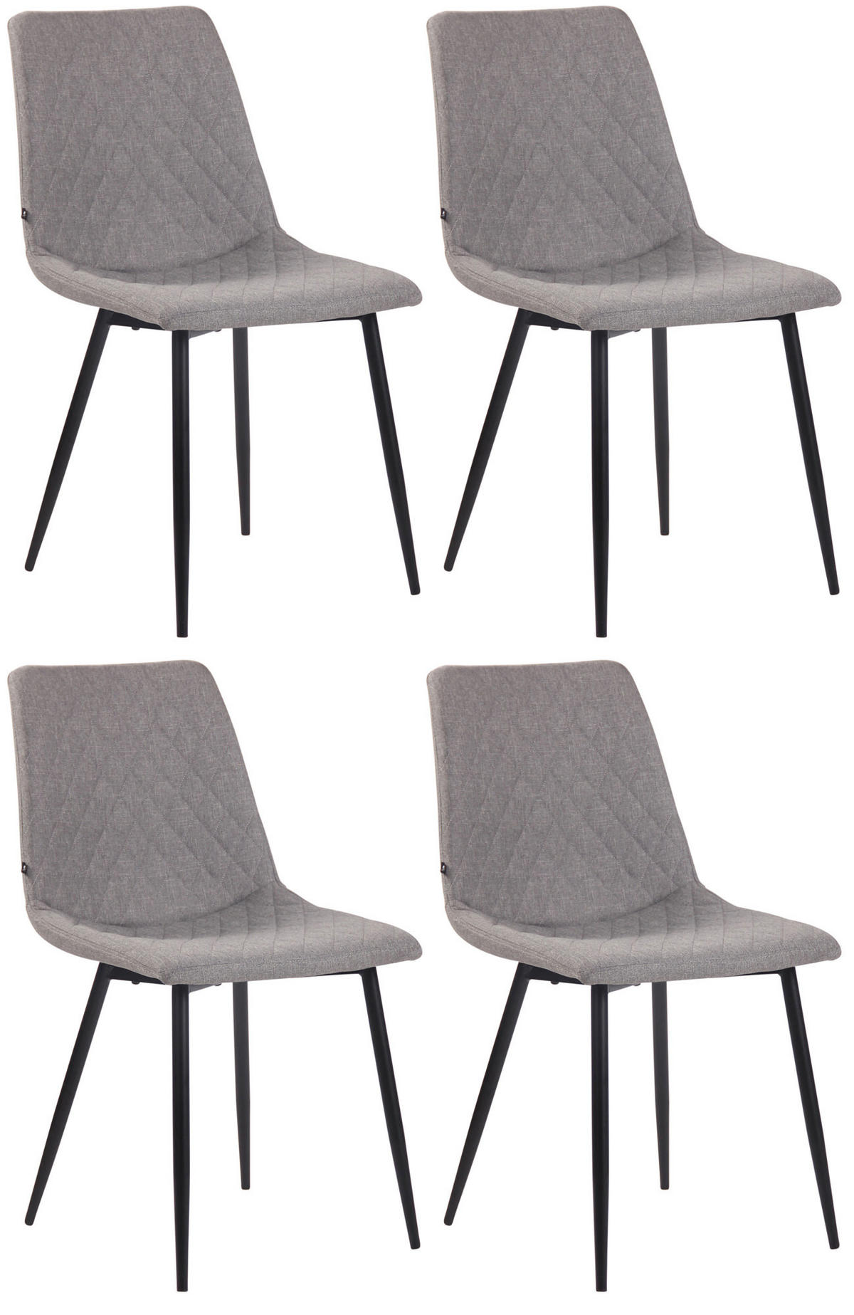 STUHL 4er Set Stoff grau - Schwarz/Grau, Textil/Metall (45/83/57cm) - CLP