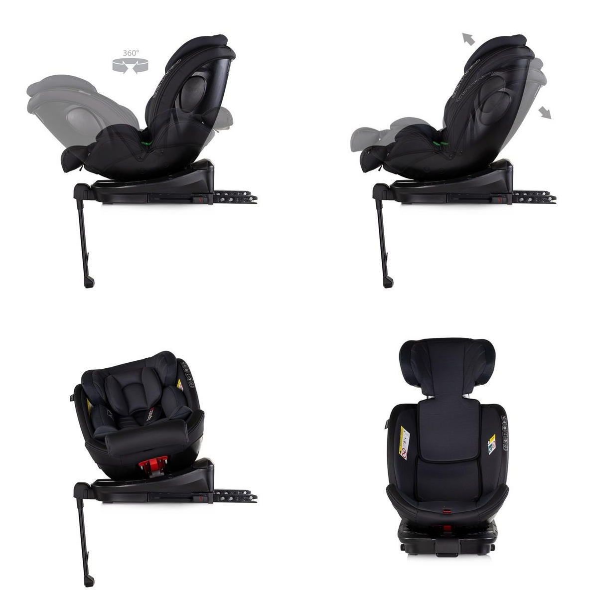 KINDERSITZ Hypnotic Plus schwarz i-Size (40-150cm) Stützfuß Isofix Kopfstütze - Schwarz, Kunststoff (45/77/52cm) - Chipolino