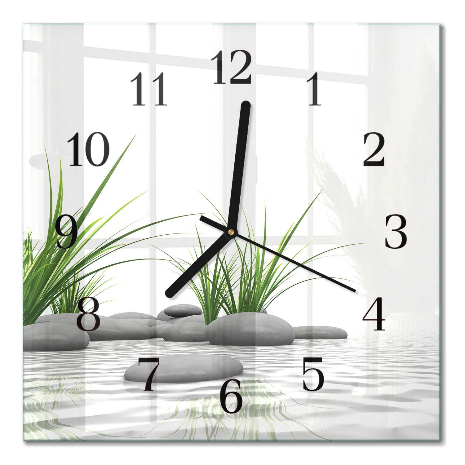 WANDUHR aus Glas 30x30 cm - Steine - Weiß, Glas (30/30/0.4cm) - TULUP