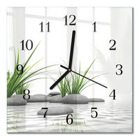 WANDUHR aus Glas 30x30 cm - Steine - Weiß, Glas (30/30/0.4cm) - TULUP
