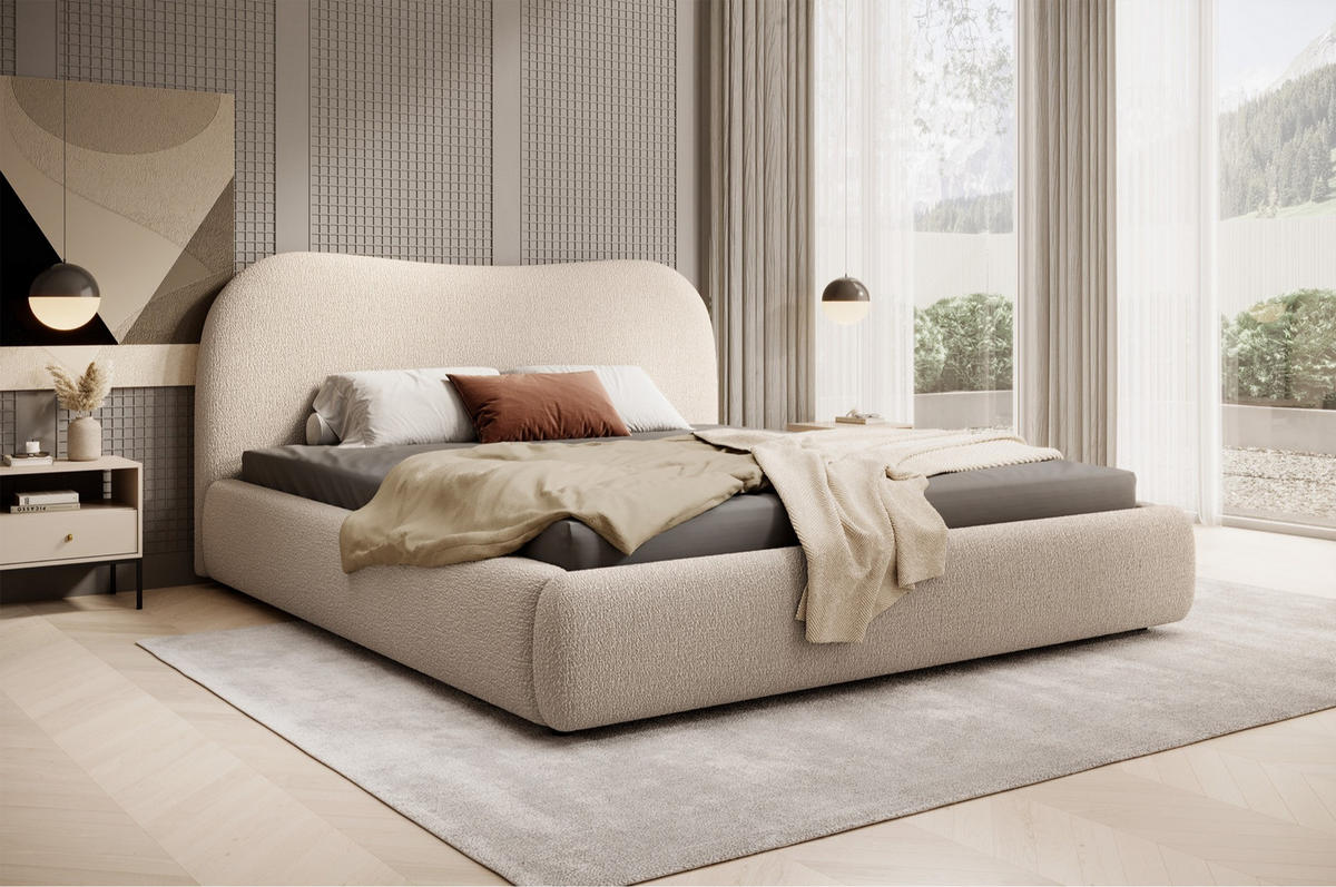 POLSTERBETT SIMSALO Beige 160x200 cm - Beige/Schwarz, Kunststoff/Textil (160/200cm) - Selsey