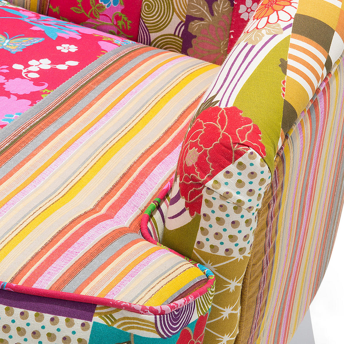 SESSEL Patchwork mehrfarbig/fuchsia Molde - Pink/Multicolor, Textil (70/100/80cm) - Beliani