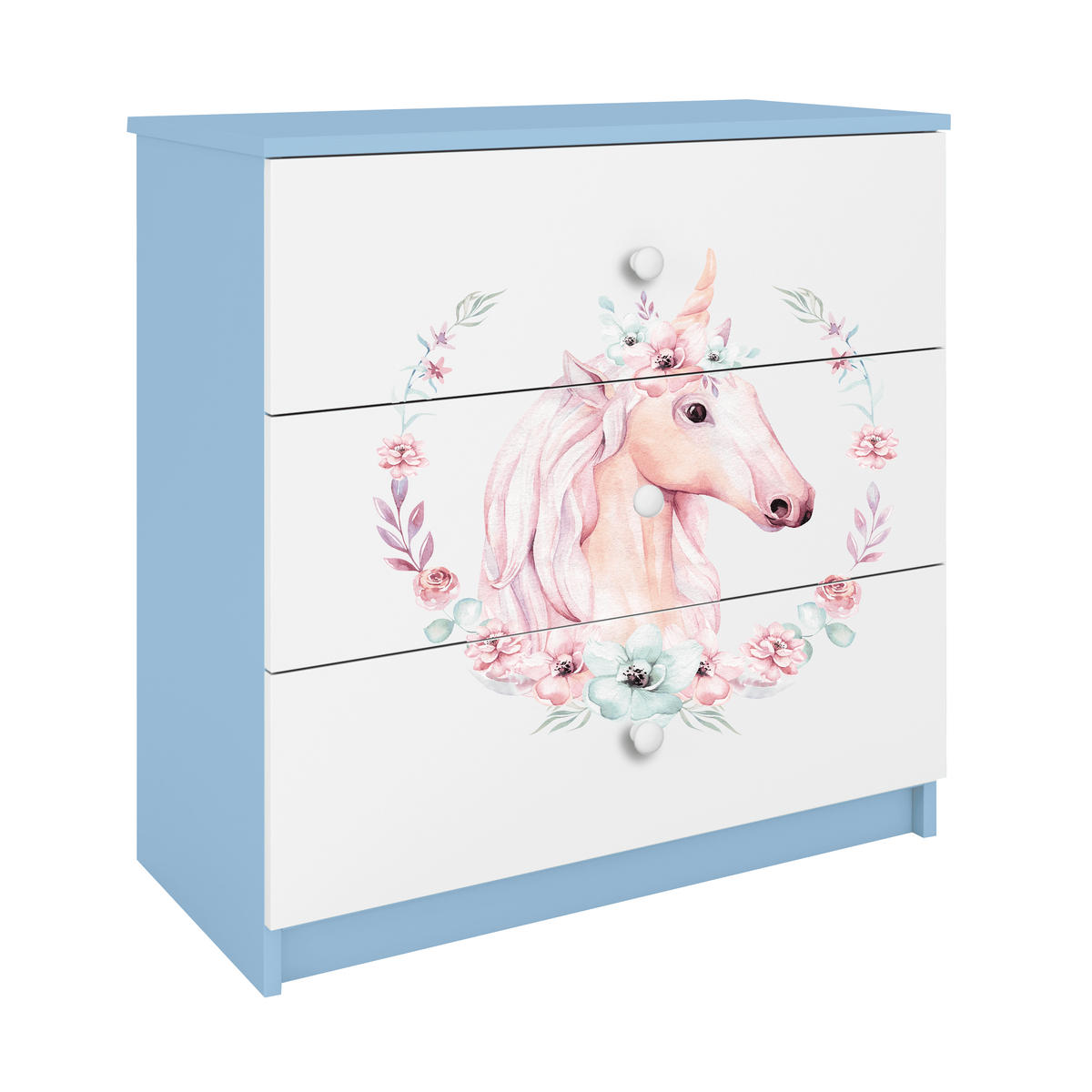 KOMMODE Babydreams Pferd 81/81/41 - Blau, Holzwerkstoff (81/81/41cm) - RAUMHIRSCH FURNITURE