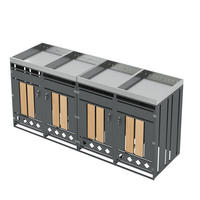 MÜLLTONNENBOX 4 Türen Holzoptik abschließbar Pflanzdach - Multicolor, Metall (160/163/264cm) - FLIEKS