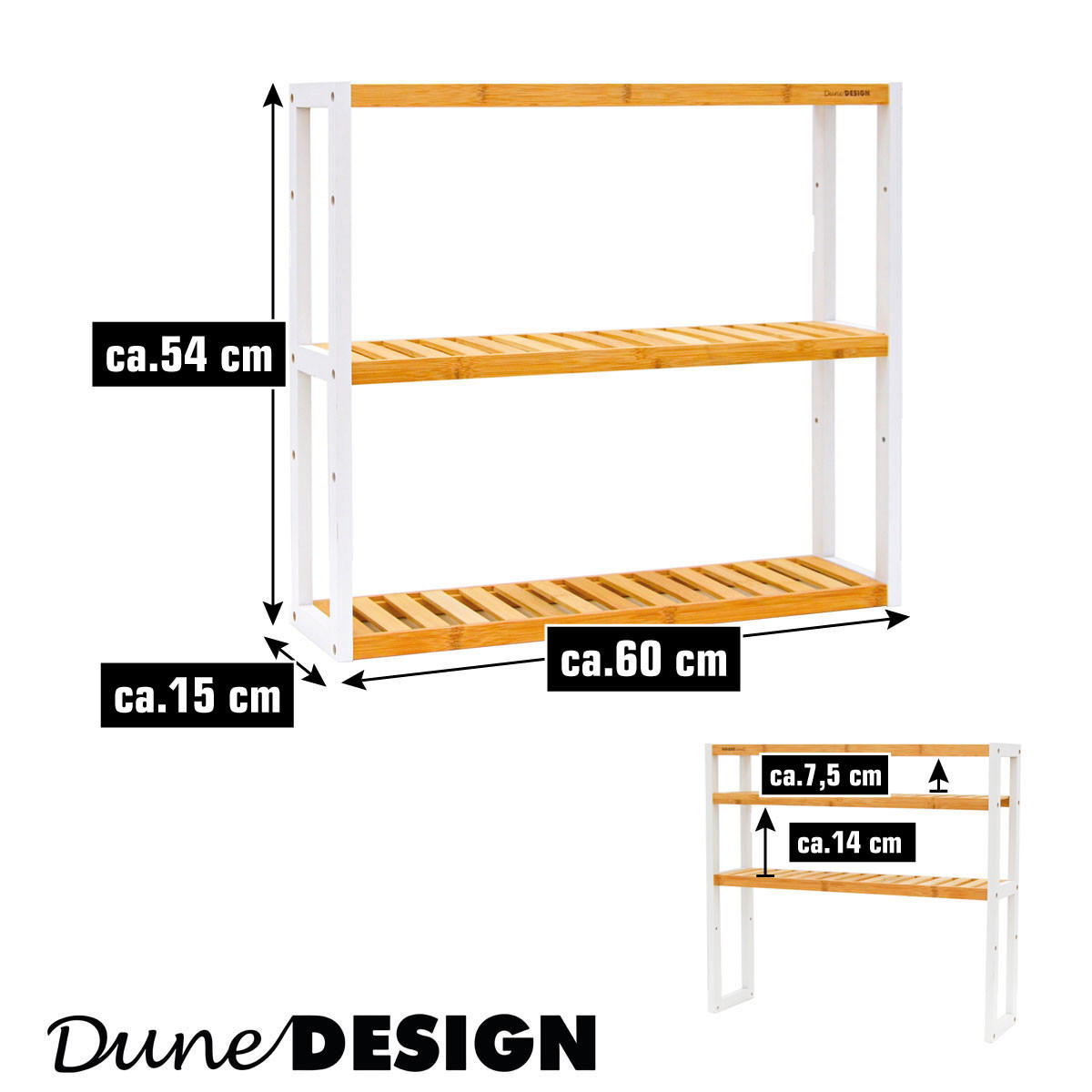 BAMBUS-WANDREGAL 60x54x15 cm - Braun, Holz (60/54/60cm) - Dunedesign
