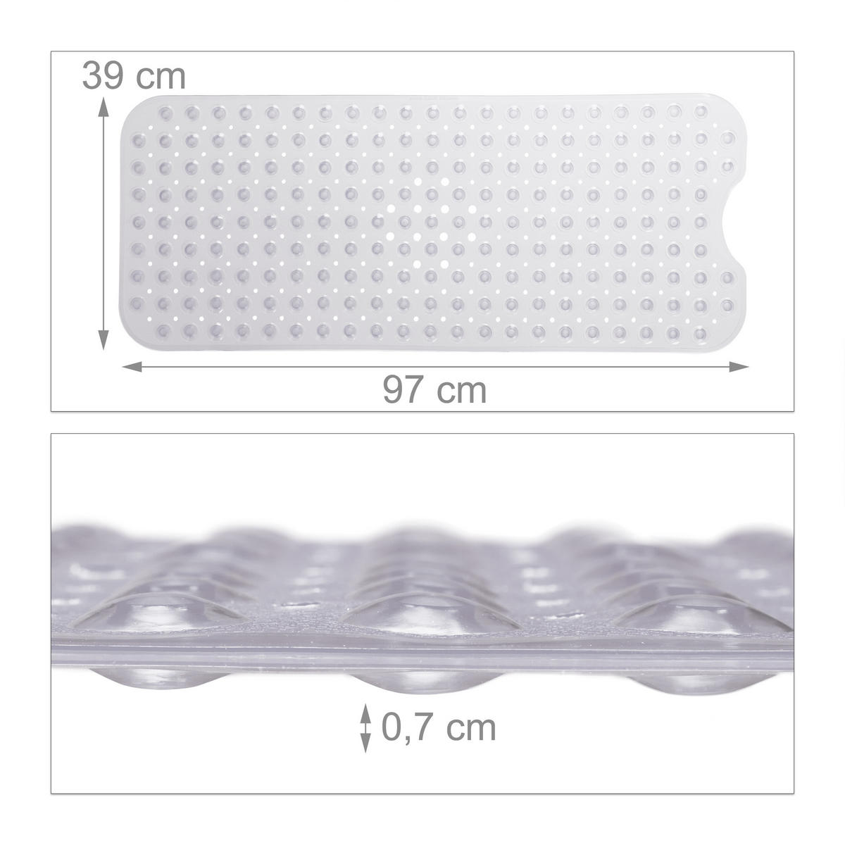 BADEWANNENMATTE - Transparent, Kunststoff (97/39cm) - Relaxdays