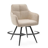 STUHL QUATTRO drehbar gepolsterter mit Steppung - hellbeige - Chenille - Ecru/Beige, Textil/Metall (58/86/60cm) - NEW HOME