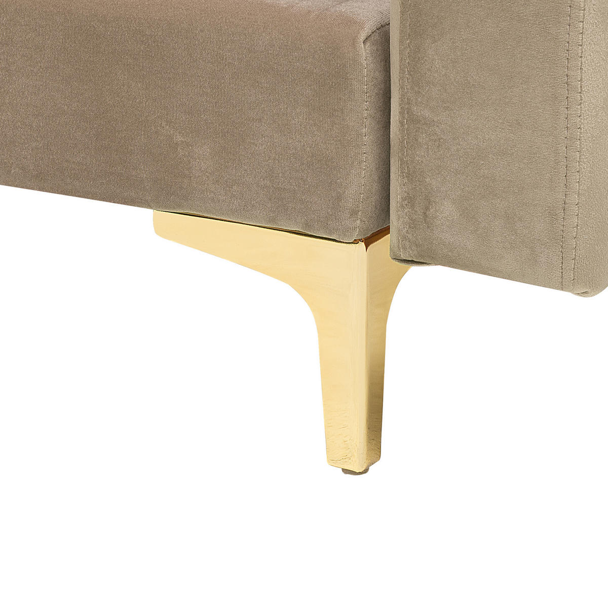 SCHLAFSOFA rechtsseitig mit Ottomane Samtstoff Sandbeige Aberdeen - Beige, Textil (267/168cm) - Beliani