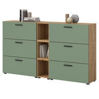 SIDEBOARD grün, Eiche Artisan 176 cm, Kommode mit Soft-Close - Schwarz/Eiche Artisan, Holzwerkstoff/Kunststoff (176/99/34cm) - Inn.Furn