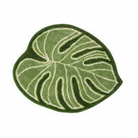 BADEMATTE Blatt 65/80 cm, 100% Baumwolle - Grün, Textil (65/80cm) - Homescapes