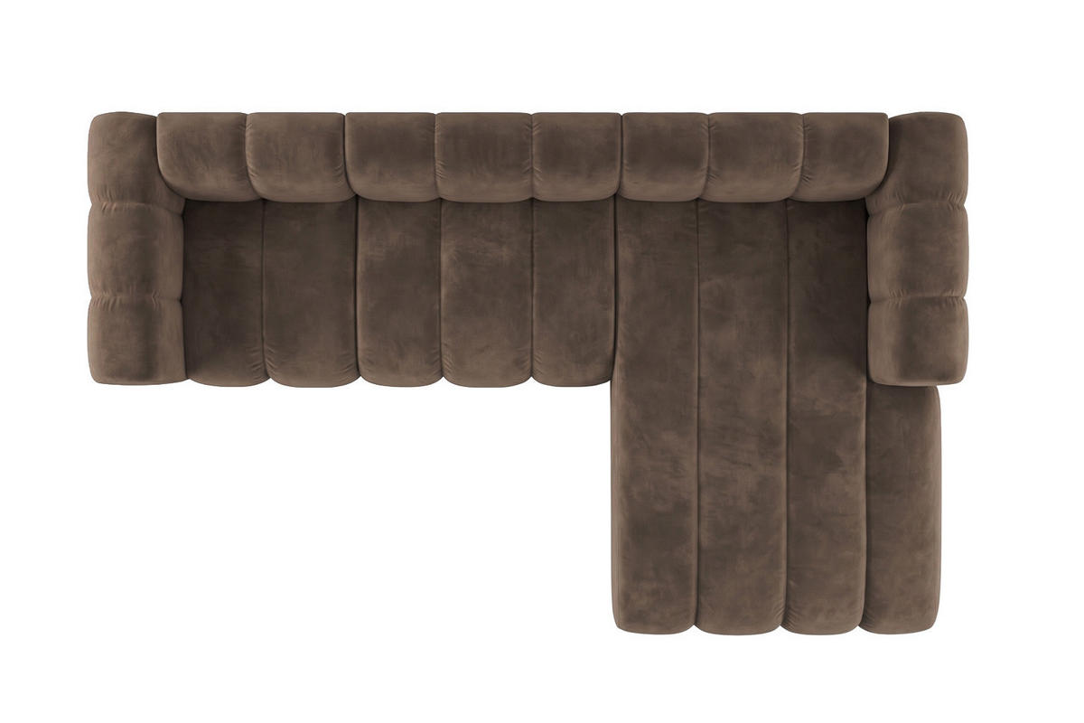 ECKSOFA Modulares In L-Form, Velvet-Stoff Riviera, Braun, Rechts, GRAND 287 cm - Braun, Holz (287/179cm) - Kaiser Möbel