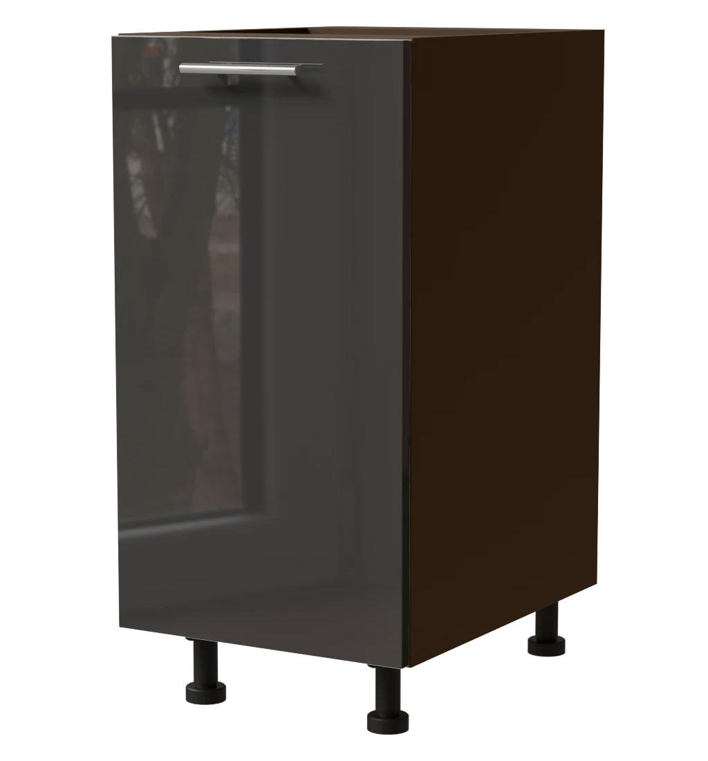 KÜCHENUNTERSCHRANK Essen D1D/40 Graphit Hochglanz / Lava Matt 40 / 50 / 82cm - Dunkelgrau/Graphitfarben, Holz/Holzwerkstoff (40/82/50cm) - Feldmann-Wohnen