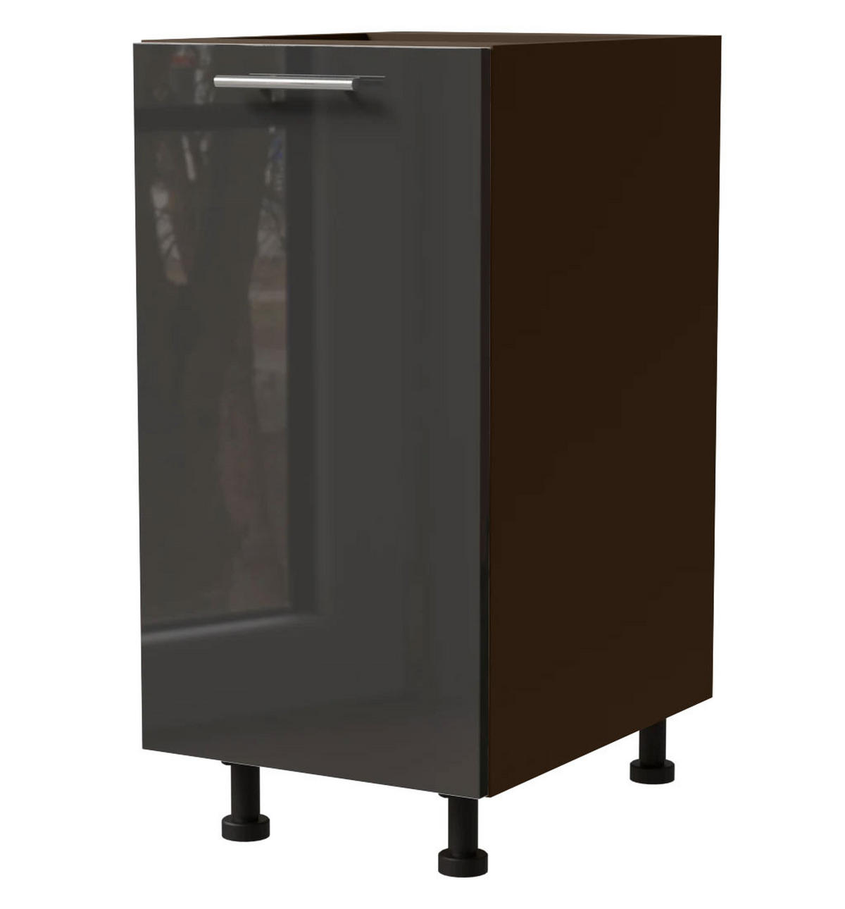 KÜCHENUNTERSCHRANK Essen D1D/40 Graphit Hochglanz / Lava Matt 40 / 50 / 82cm - Dunkelgrau/Graphitfarben, Holz/Holzwerkstoff (40/82/50cm) - Feldmann-Wohnen