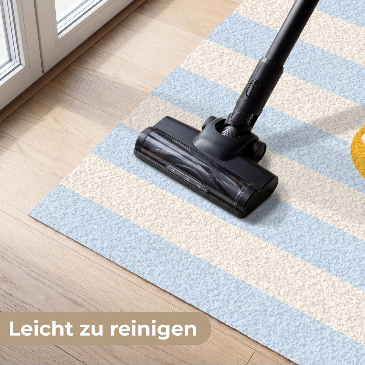 FUSSMATTE Orange – Blau – Streifen – Cheers 180x120 cm - Hellblau, Kunststoff (180/0.4cm) - MuchoWow