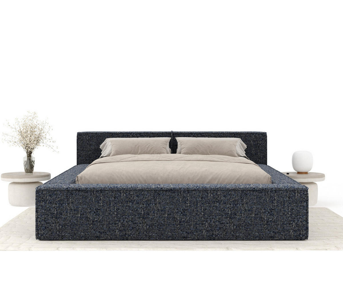 POLSTERBETT Voliera Marineblau 200/200 cm im Webstoff - Birkefarben/Schwarz, Holz/Holzwerkstoff (200/200cm) - Maison de Reve