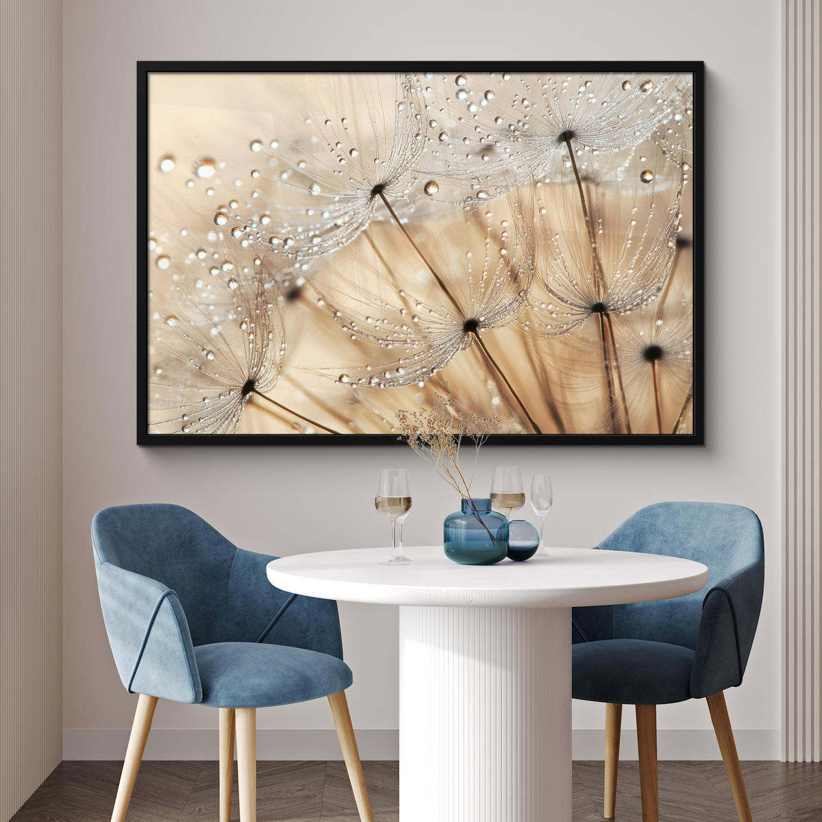 POSTER MIT RAHMEN Löwenzahn - Abstrakt - Natur - Beige 120x80 cm - Braun, Papier (120/80cm) - MuchoWow