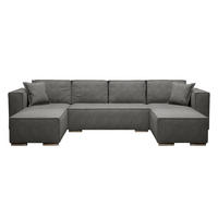 WOHNLANDSCHAFT Vinoria Dunkelgrau 327/180/82 cm mit Schlaffunktion - Chromfarben/Dunkelgrau, Textil/Metall (327/82/180cm) - AX Living