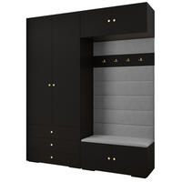 GARDEROBEN-SET 236,7/200/47 - Goldfarben/Schwarz, Holz/Kunststoff (200/236.7/47cm) - Abiks Möbel