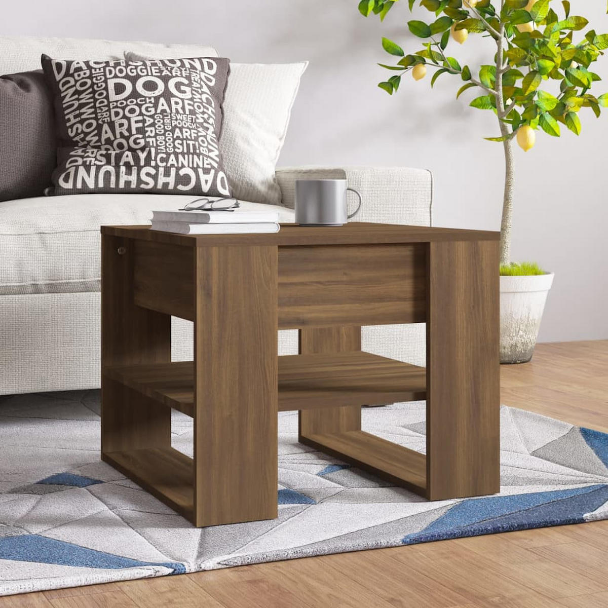 COUCHTISCH Braun Eichen-Optik 55,5x55x45 cm Holzwerkstoff - Braun, Holzwerkstoff (55.5/55/45cm) - furnicato