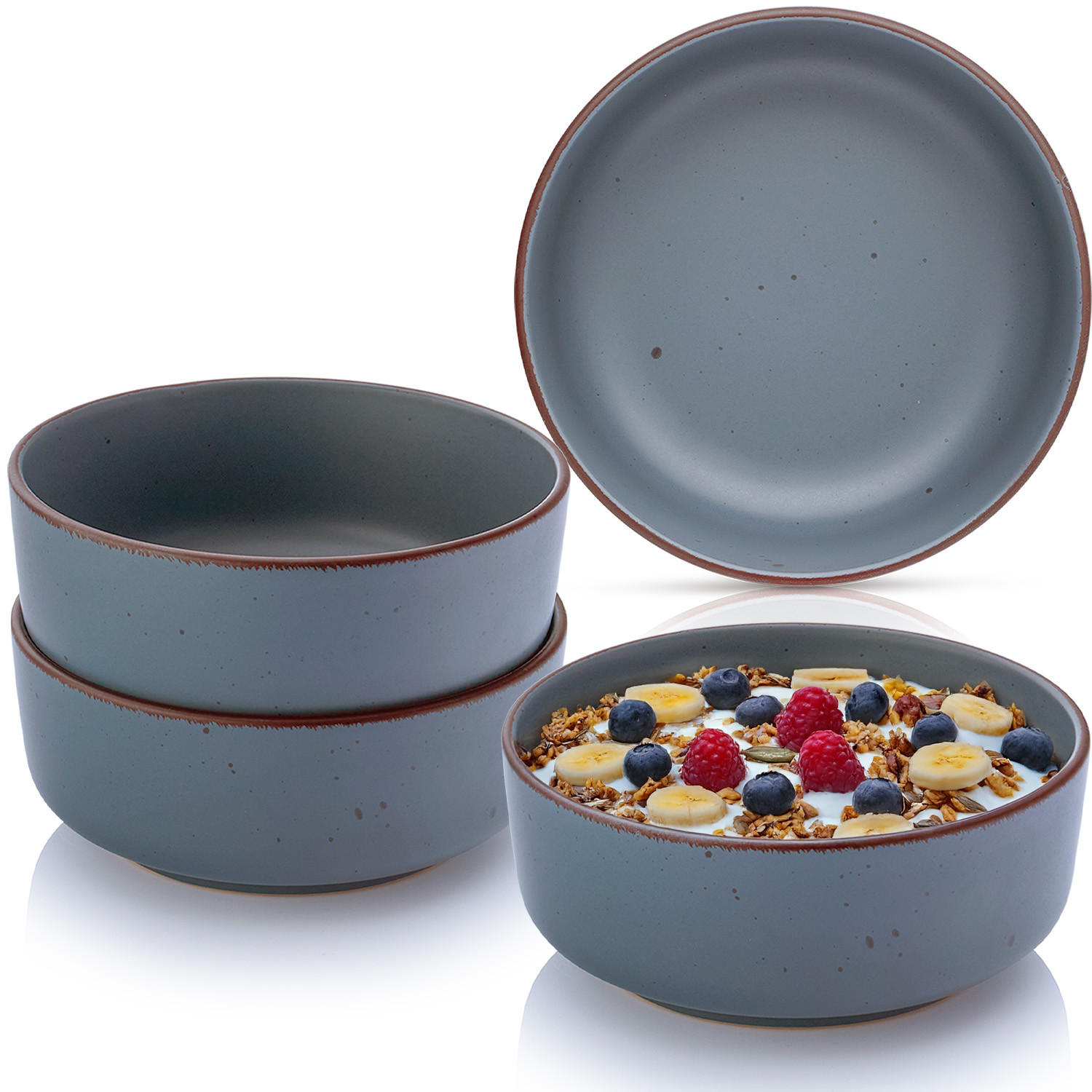 SCHALEN BOMBAY GRAPHIT - 4 teilig aus Steingut - Grau, Stein (16.5/16.5/6.5cm) - Sänger