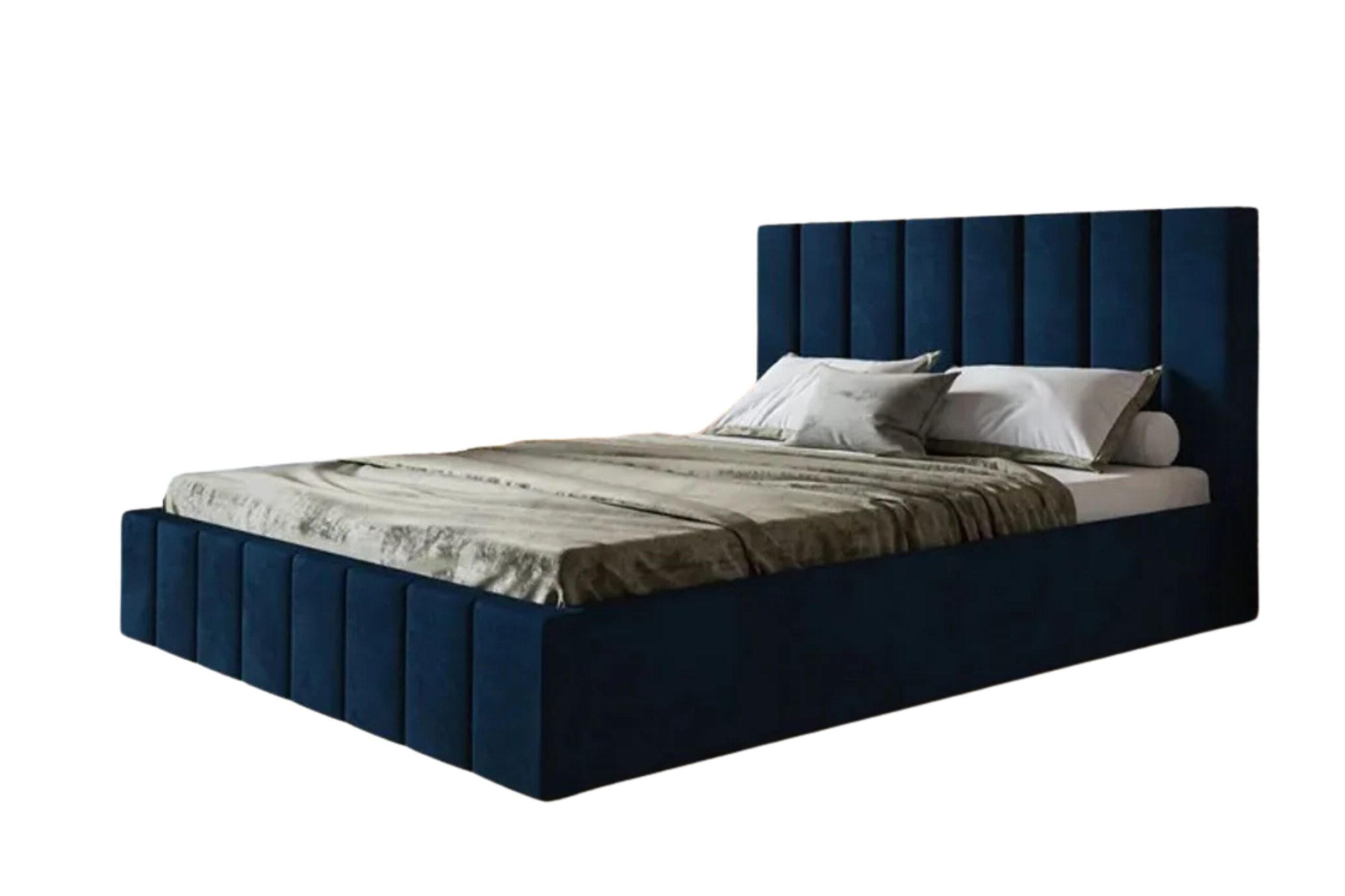 POLSTERBETT SIM 10 mit Kopfteil, 120 x 200 cm mit Bettkasten und Lattenrost aus Holz, Velourstoff, Farbe: Blau - Blau, Holz/Kunststoff (120/200cm) - Sepro Meble