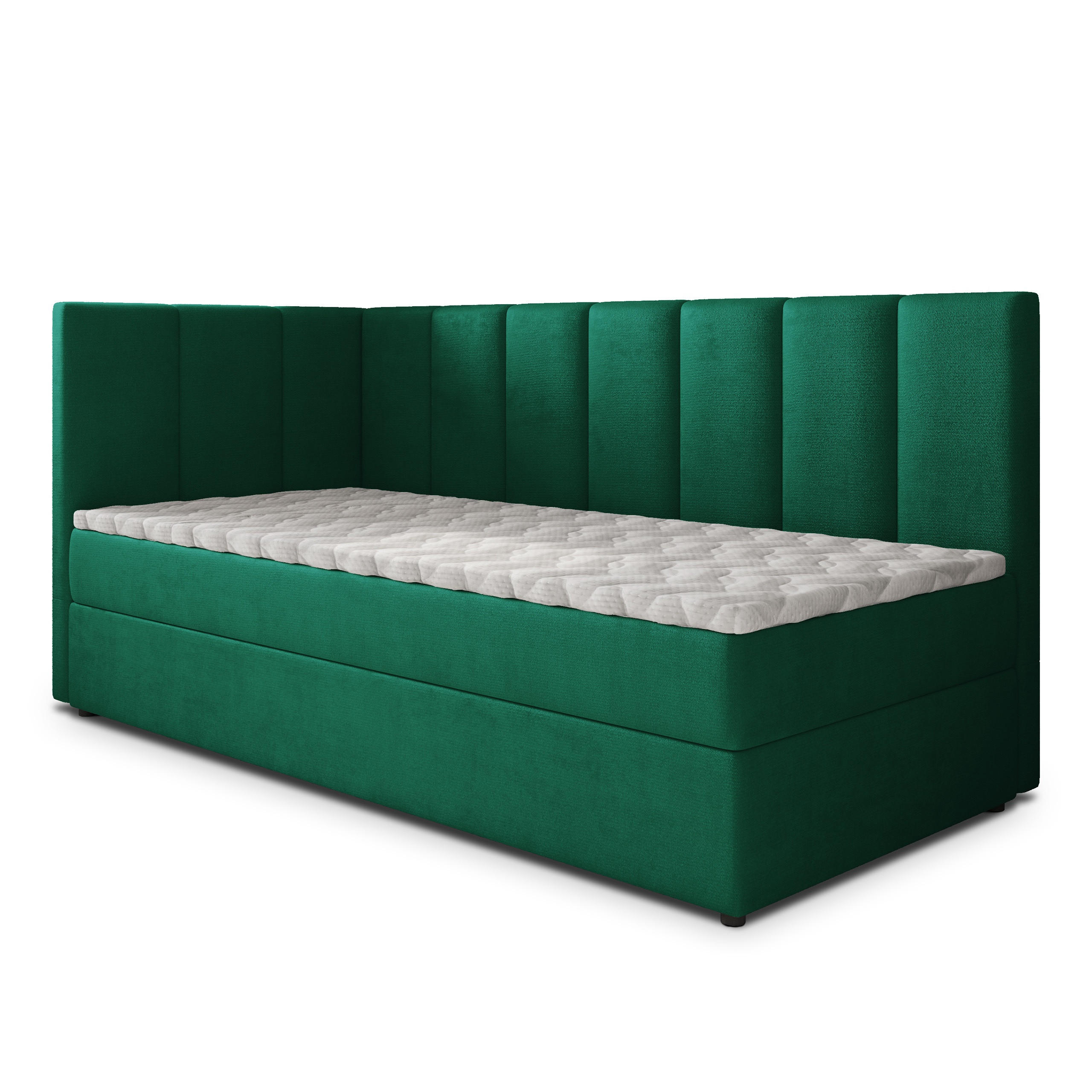 MASSENO AMERICKÁ POSTEL BEVE 90x200 cm, s matrací a úložným prostorem, tmavě zelená