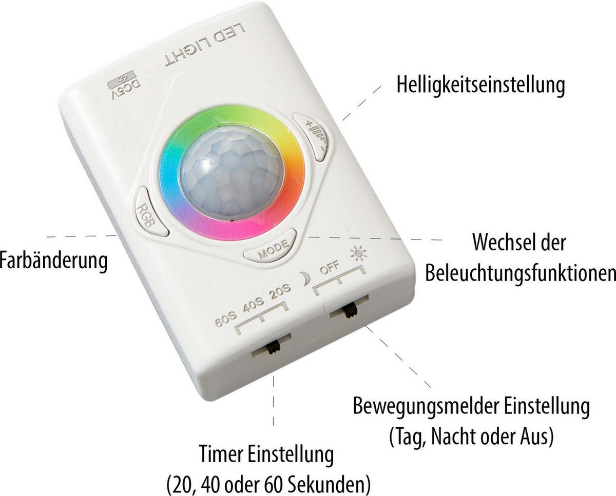 LED-STREIFEN - aufladbar mit Bewegungsmelder und Farbwechsel für Innenbereiche, 100cm - Weiß, Kunststoff (100cm) - Northpoint