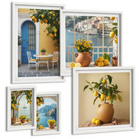 BILDER SET 5er Set - 50x50 cm & 20x30 cm & 40x60 cm Weißer Rahmen - Meereslandschaften, Zitronen, Fenster - Weiß, Kunststoff (40/60cm) - TULUP